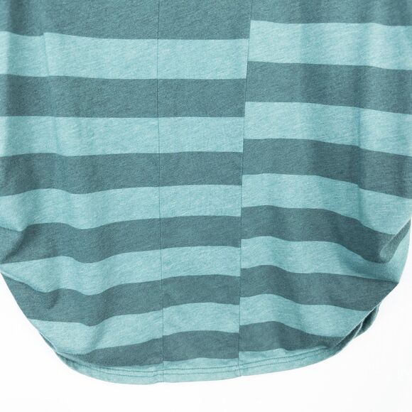 Aventura Striped Ruched Sides Short Sleeve Top Womens Large Green Boat Neck - Picture 13 of 16